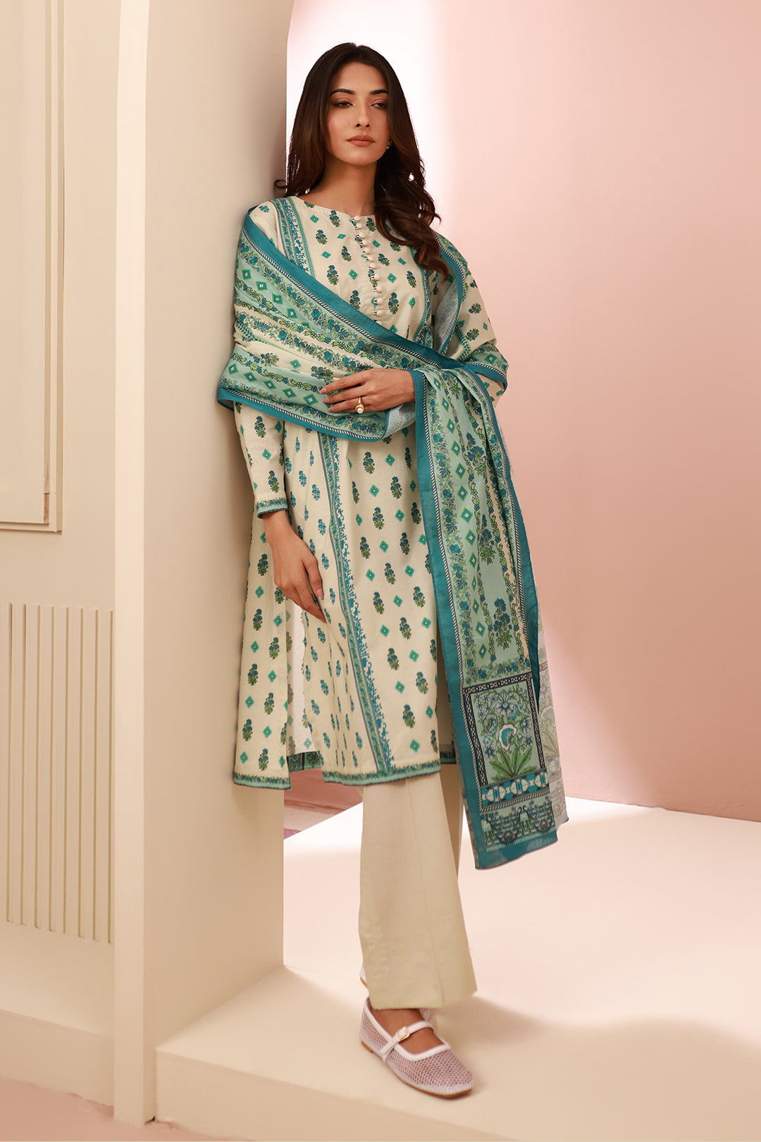 Zellbury | Unstitched 2 Piece Cambric | Shirt Dupatta - 0606 - House Of Hania