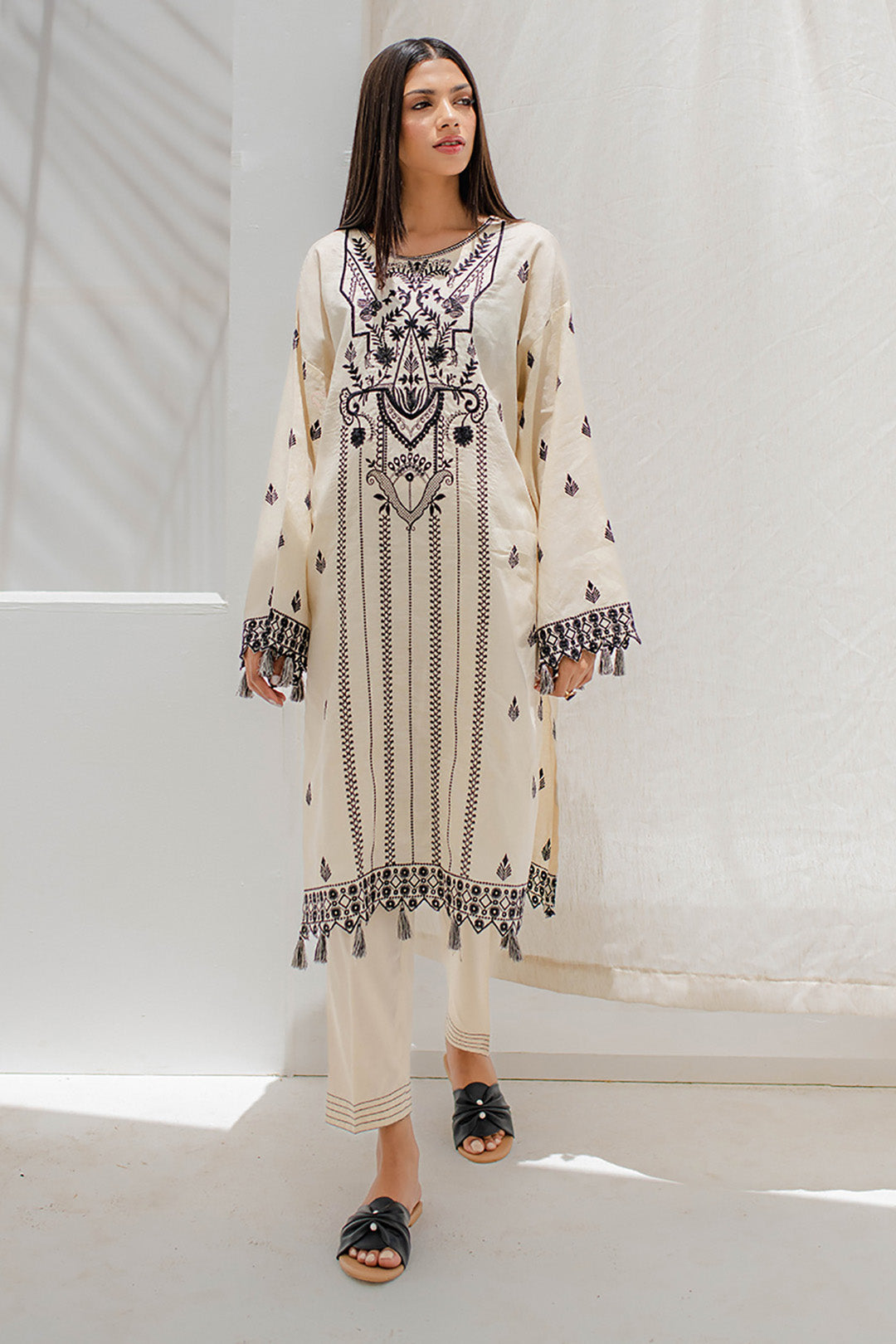 Zellbury | Unstitched 2 Piece Jacquard | Embroidered Shirt Shalwar - 0657 - House Of Hania