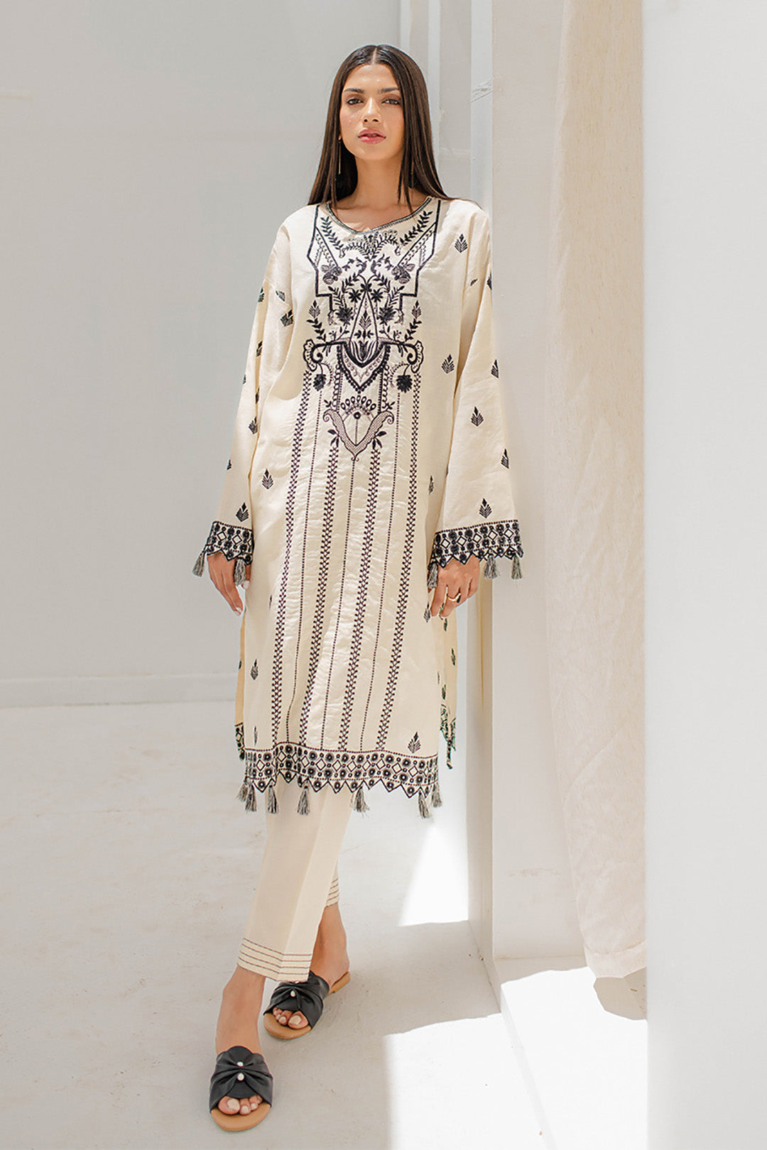 Zellbury | Unstitched 2 Piece Jacquard | Embroidered Shirt Shalwar - 0657 - House Of Hania