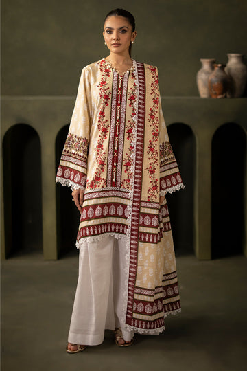 Zellbury | Unstitched 2 Piece Khaddar | Embroidered Shirt Dupatta - 0171 - House Of Hania