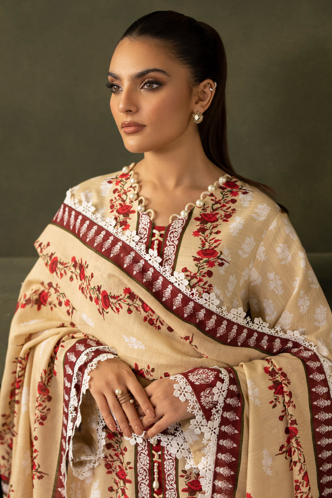 Zellbury | Unstitched 2 Piece Khaddar | Embroidered Shirt Dupatta - 0171 - House Of Hania