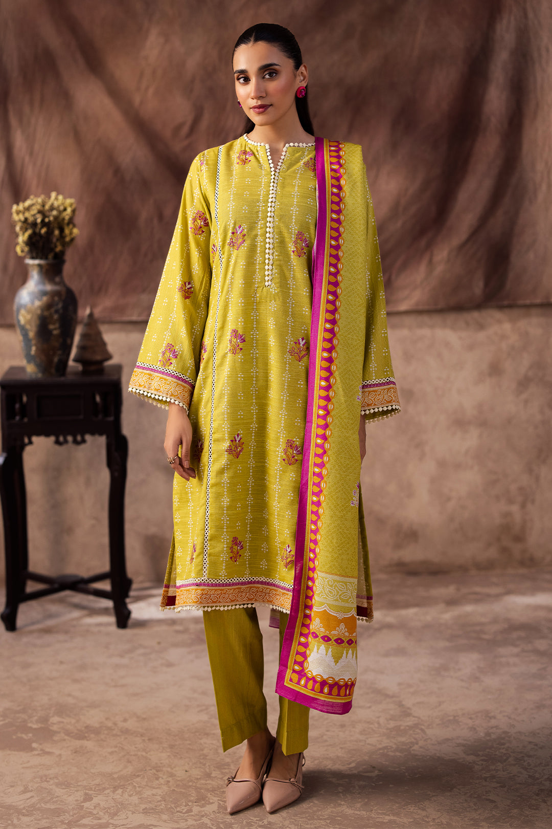 Zellbury | Unstitched 2 Piece Khaddar | Embroidered Shirt Dupatta - 0174 - House Of Hania