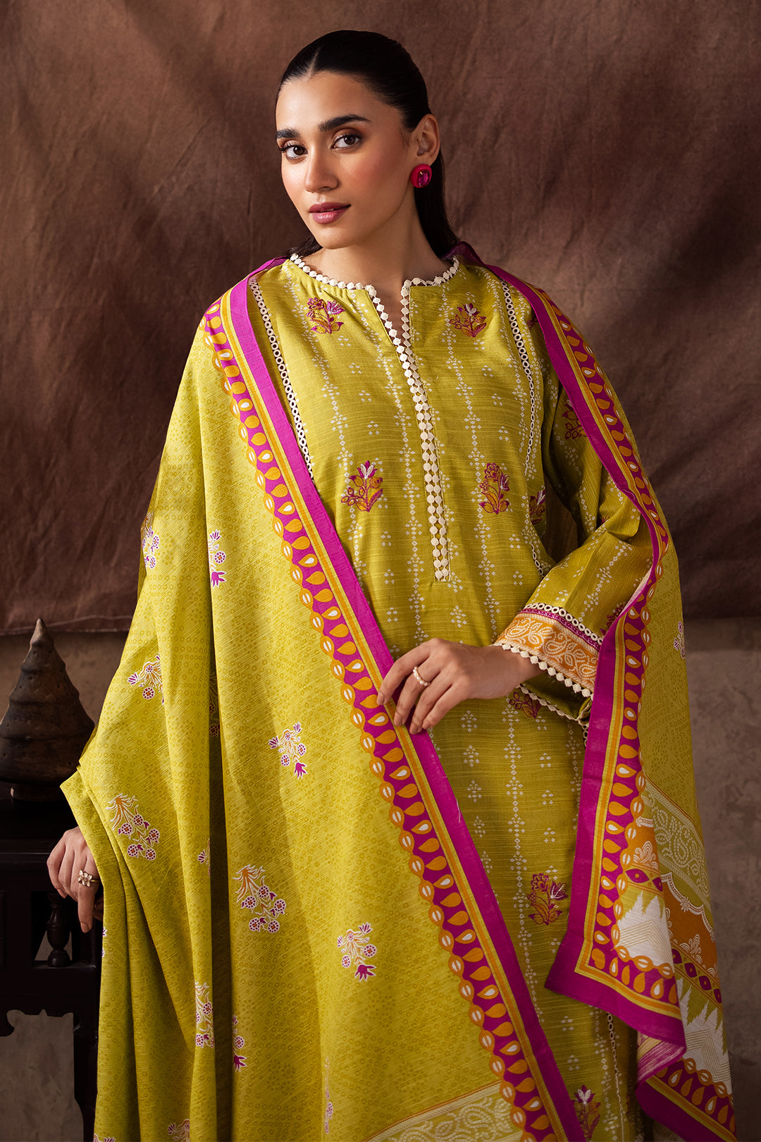 Zellbury | Unstitched 2 Piece Khaddar | Embroidered Shirt Dupatta - 0174 - House Of Hania
