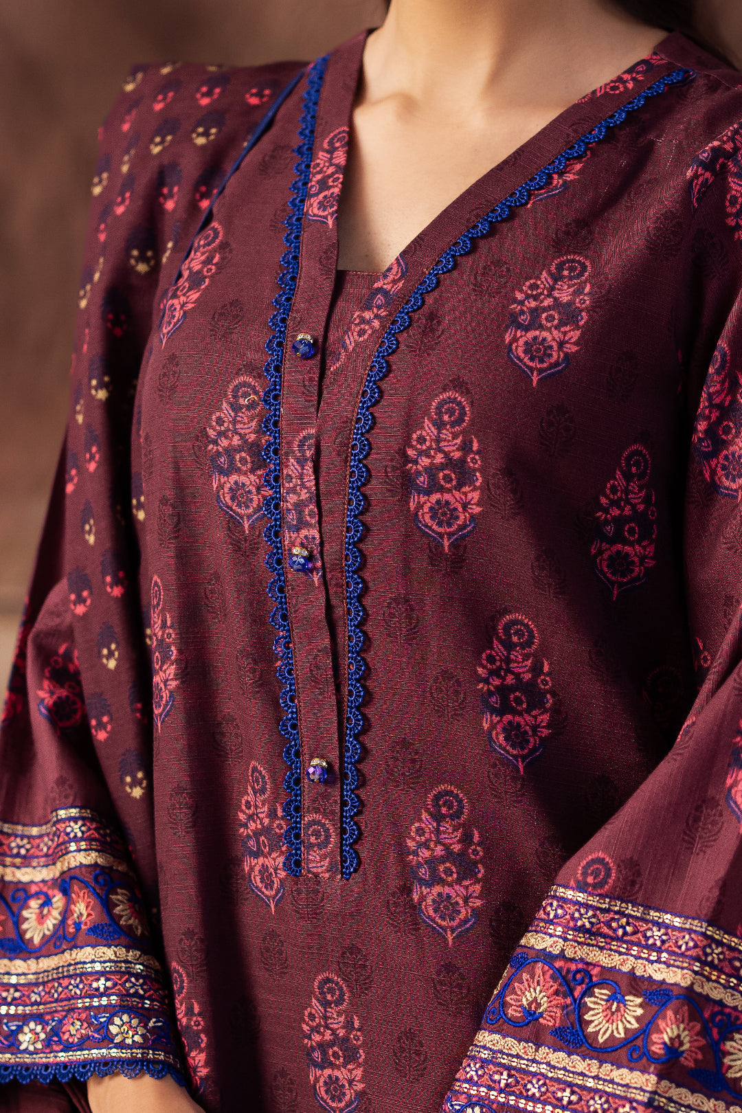 Zellbury | Unstitched 2 Piece Khaddar | Embroidered Shirt Dupatta - 0263 - House Of Hania