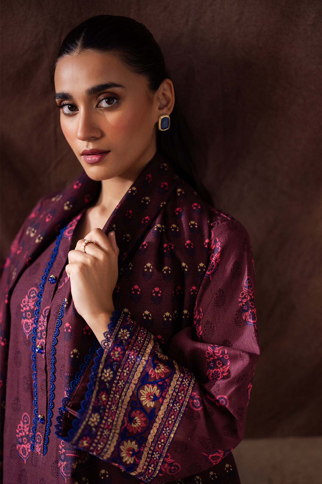 Zellbury | Unstitched 2 Piece Khaddar | Embroidered Shirt Dupatta - 0263 - House Of Hania