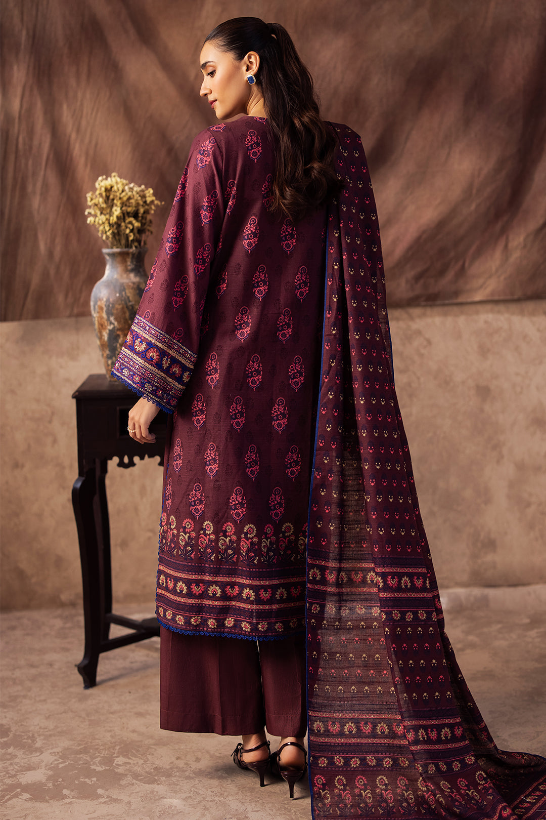 Zellbury | Unstitched 2 Piece Khaddar | Embroidered Shirt Dupatta - 0263 - House Of Hania