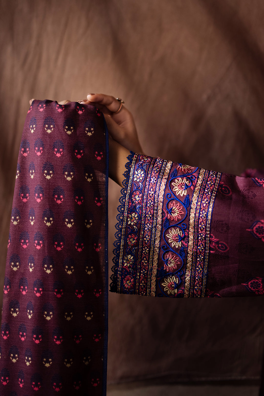 Zellbury | Unstitched 2 Piece Khaddar | Embroidered Shirt Dupatta - 0263 - House Of Hania