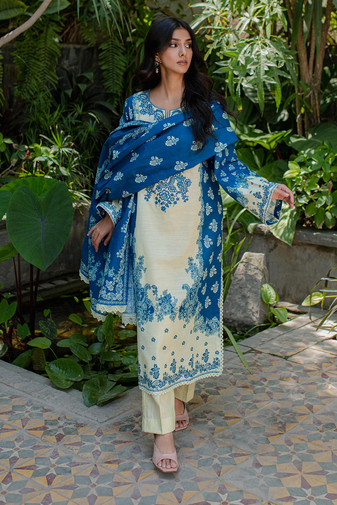Zellbury | Unstitched 2 Piece Khaddar | Embroidered Shirt Dupatta - 0264 - House Of Hania