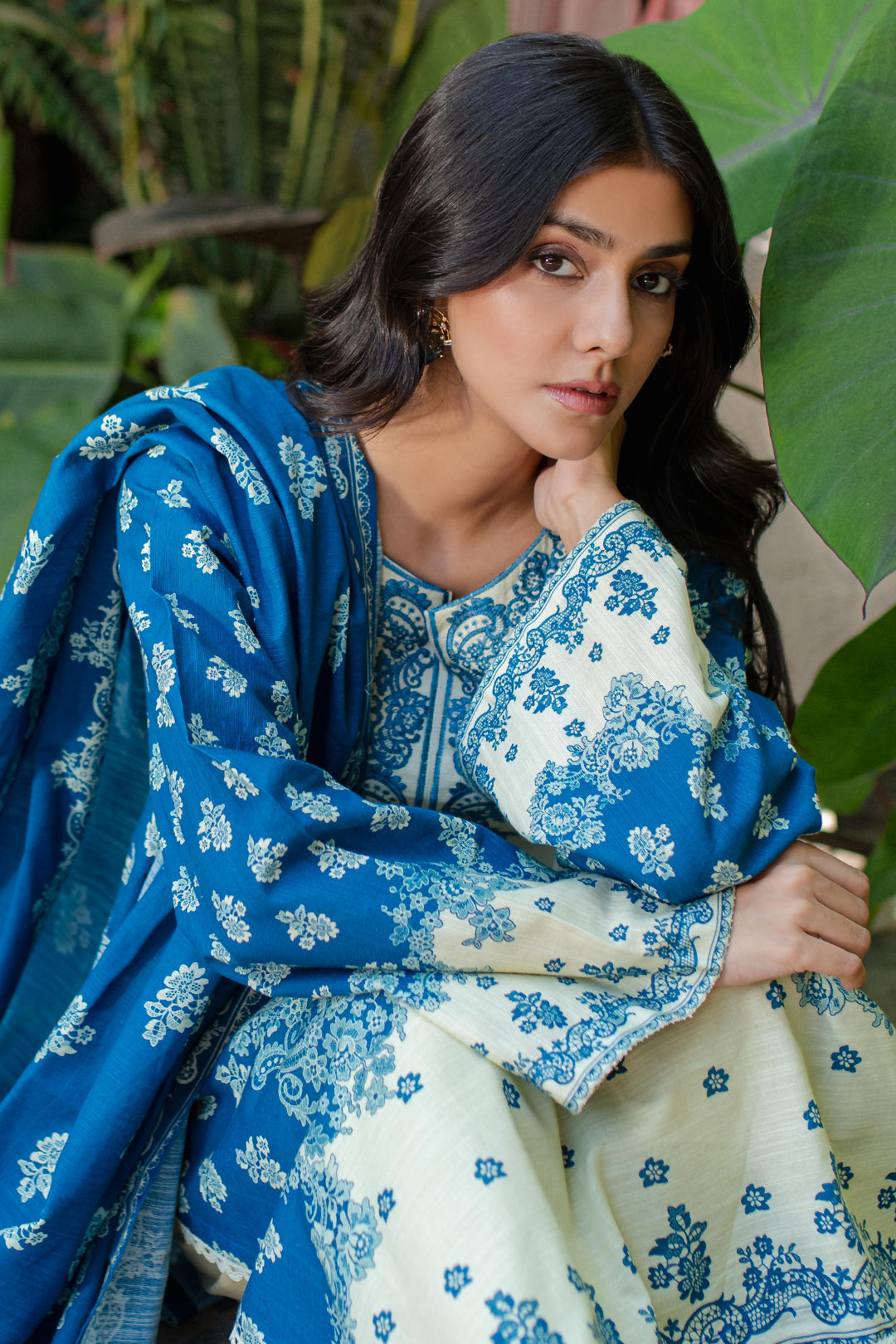 Zellbury | Unstitched 2 Piece Khaddar | Embroidered Shirt Dupatta - 0264 - House Of Hania