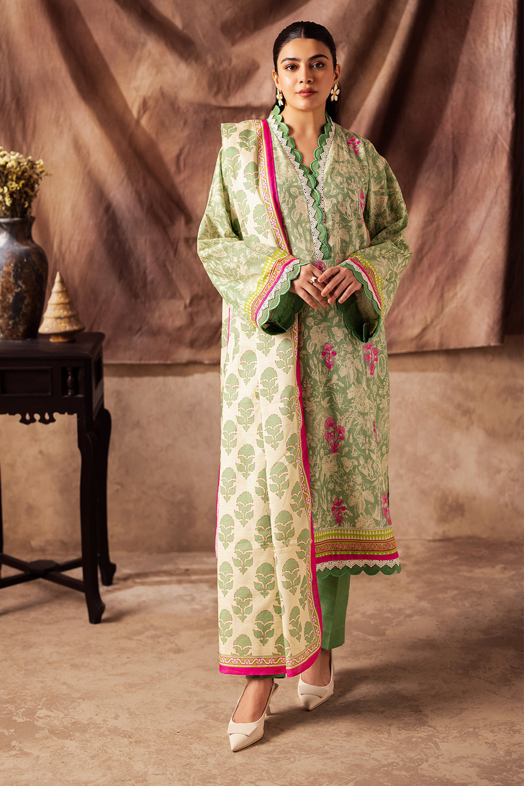 Zellbury | Unstitched 2 Piece Khaddar | Embroidered Shirt Dupatta - 0266 - House Of Hania