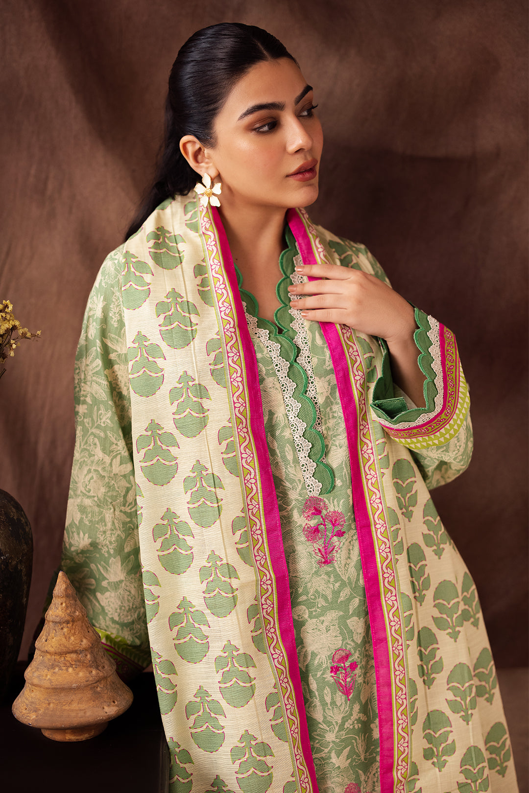Zellbury | Unstitched 2 Piece Khaddar | Embroidered Shirt Dupatta - 0266 - House Of Hania