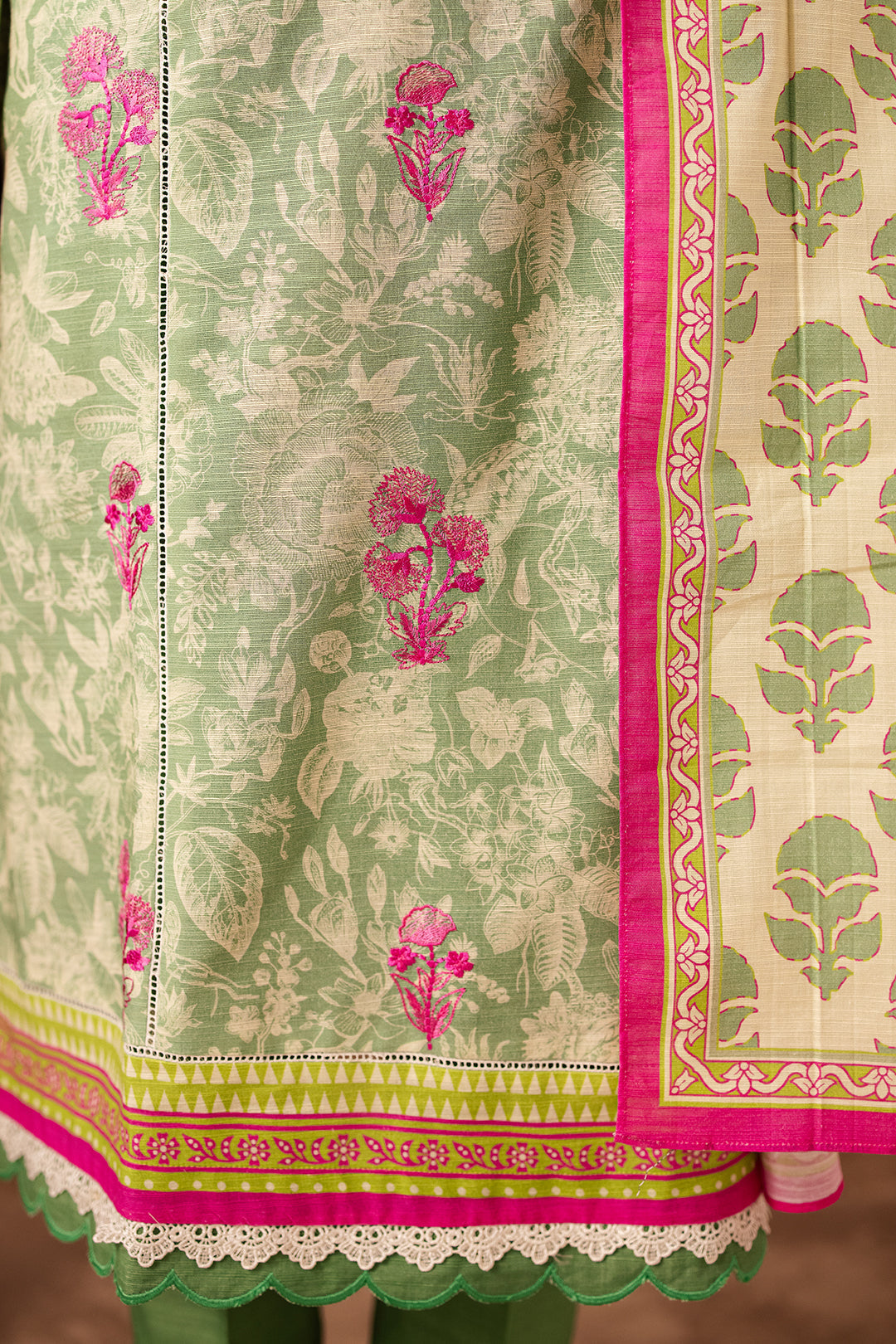 Zellbury | Unstitched 2 Piece Khaddar | Embroidered Shirt Dupatta - 0266 - House Of Hania