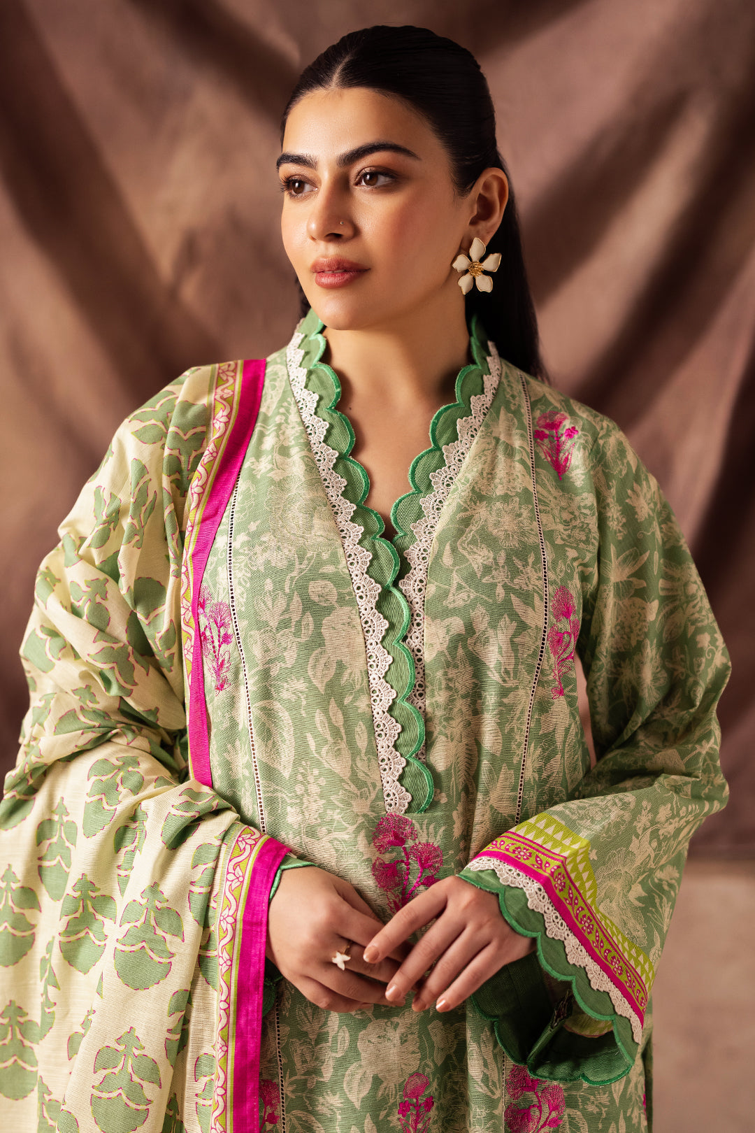 Zellbury | Unstitched 2 Piece Khaddar | Embroidered Shirt Dupatta - 0266 - House Of Hania