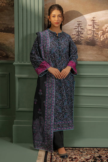 Zellbury | Unstitched 2 Piece Khaddar | Embroidered Shirt Dupatta - 0347 - House Of Hania