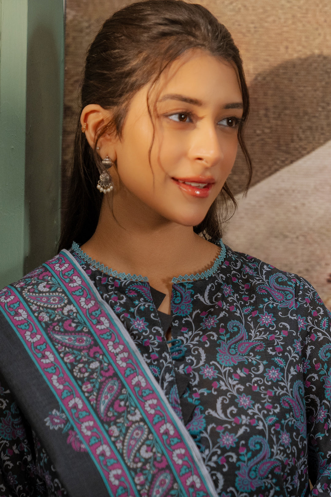 Zellbury | Unstitched 2 Piece Khaddar | Embroidered Shirt Dupatta - 0347 - House Of Hania