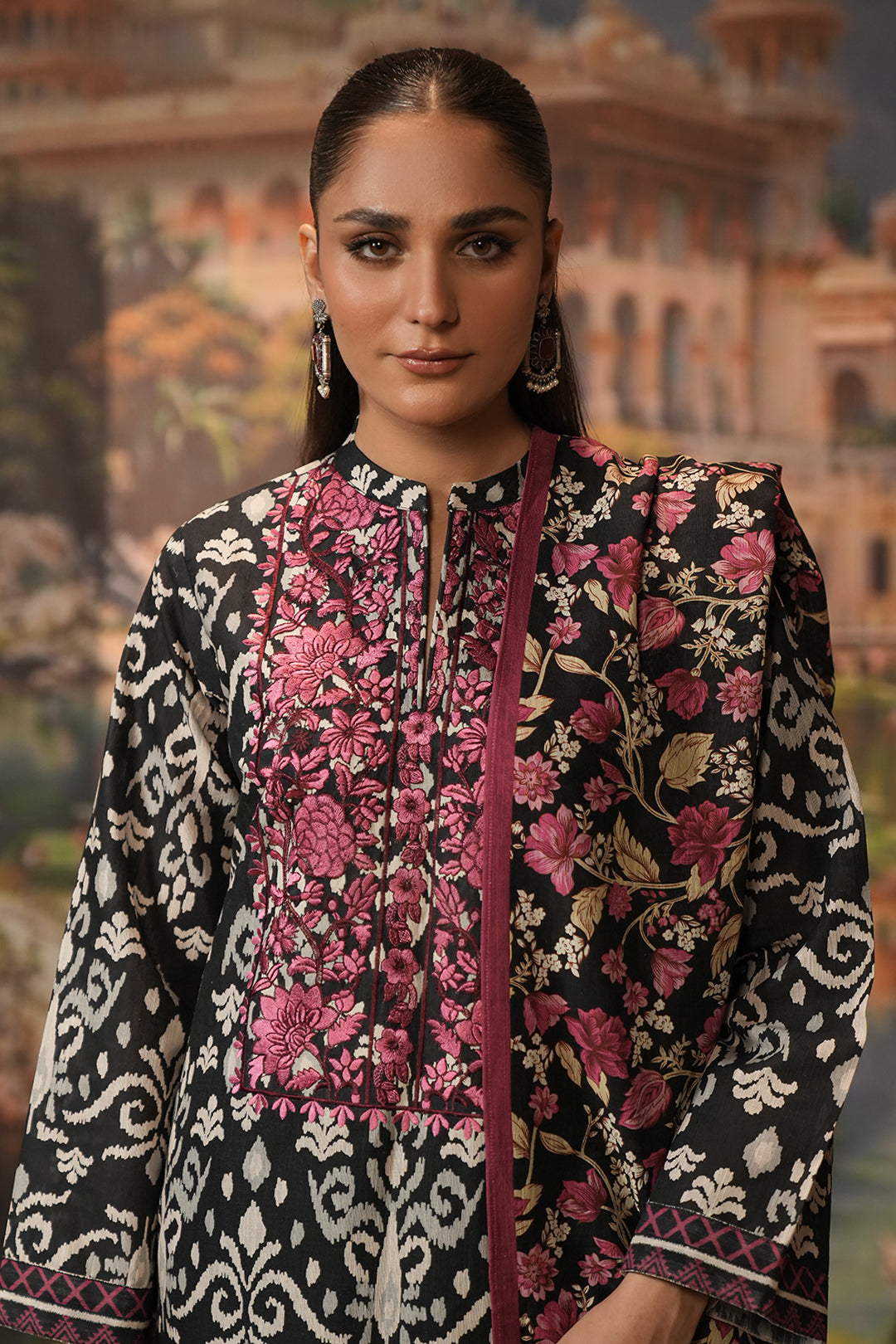 Zellbury | Unstitched 2 Piece Khaddar | Embroidered Shirt Dupatta - 0348 - House Of Hania