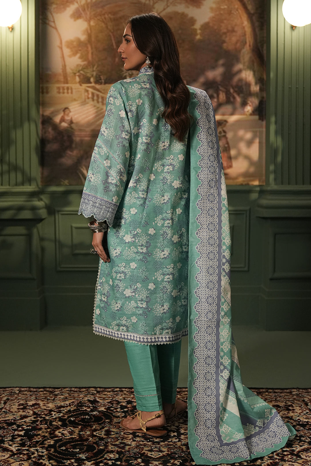 Zellbury | Unstitched 2 Piece Khaddar | Embroidered Shirt Dupatta - 0351 - House Of Hania