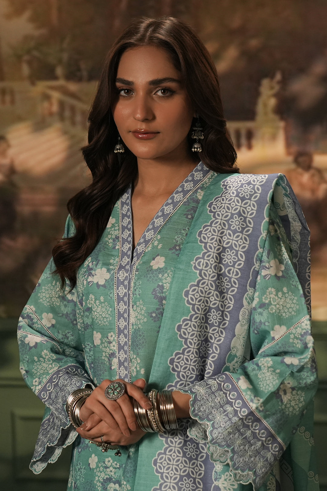 Zellbury | Unstitched 2 Piece Khaddar | Embroidered Shirt Dupatta - 0351 - House Of Hania