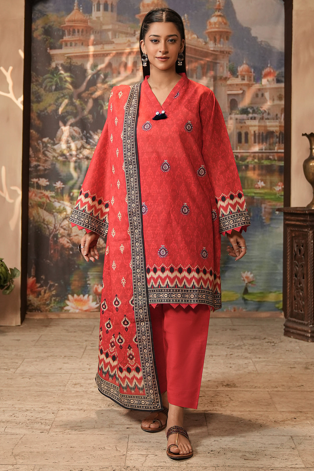Zellbury | Unstitched 2 Piece Khaddar | Embroidered Shirt Dupatta - 0436 - House Of Hania