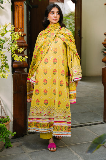 Zellbury | Unstitched 2 Piece Khaddar | Shirt Dupatta - 0158 - House Of Hania