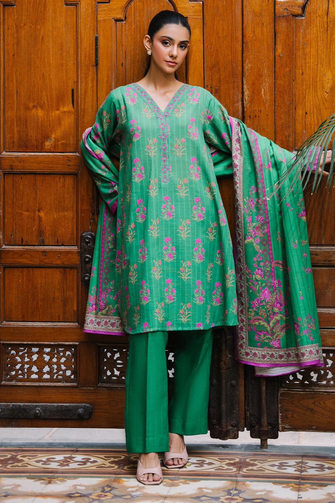 Zellbury | Unstitched 2 Piece Khaddar | Shirt Dupatta - 0159 - House Of Hania