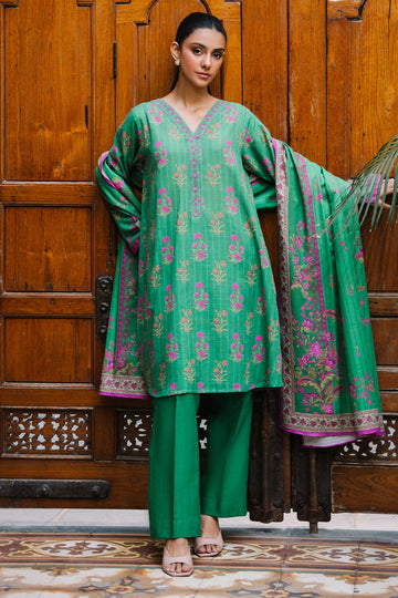 Zellbury | Unstitched 2 Piece Khaddar | Shirt Dupatta - 0159 - House Of Hania
