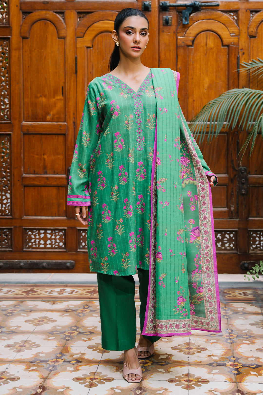 Zellbury | Unstitched 2 Piece Khaddar | Shirt Dupatta - 0159 - House Of Hania