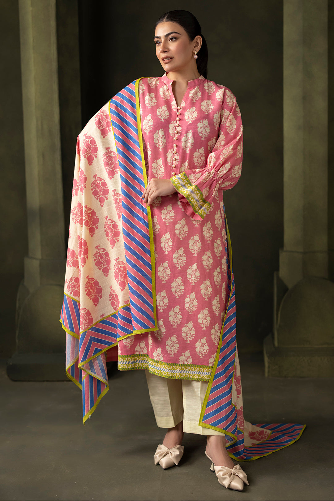 Zellbury | Unstitched 2 Piece Khaddar | Shirt Dupatta - 0160 - House Of Hania