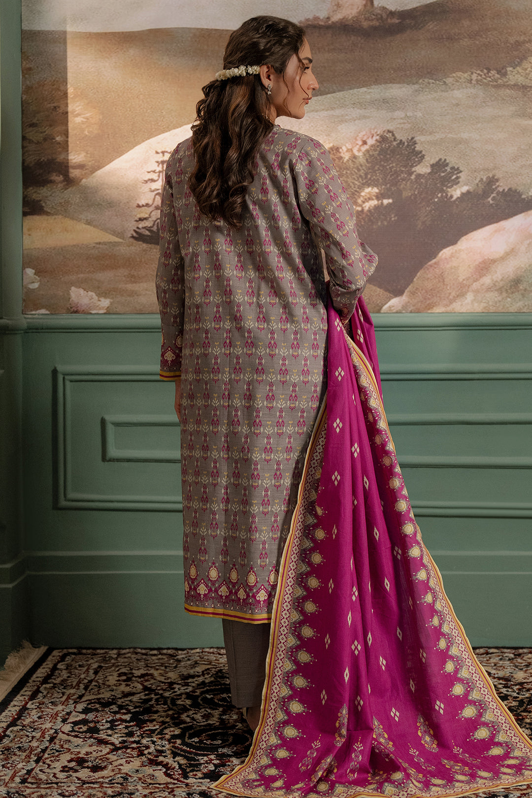 Zellbury | Unstitched 2 Piece Khaddar | Shirt Dupatta - 0332 - House Of Hania