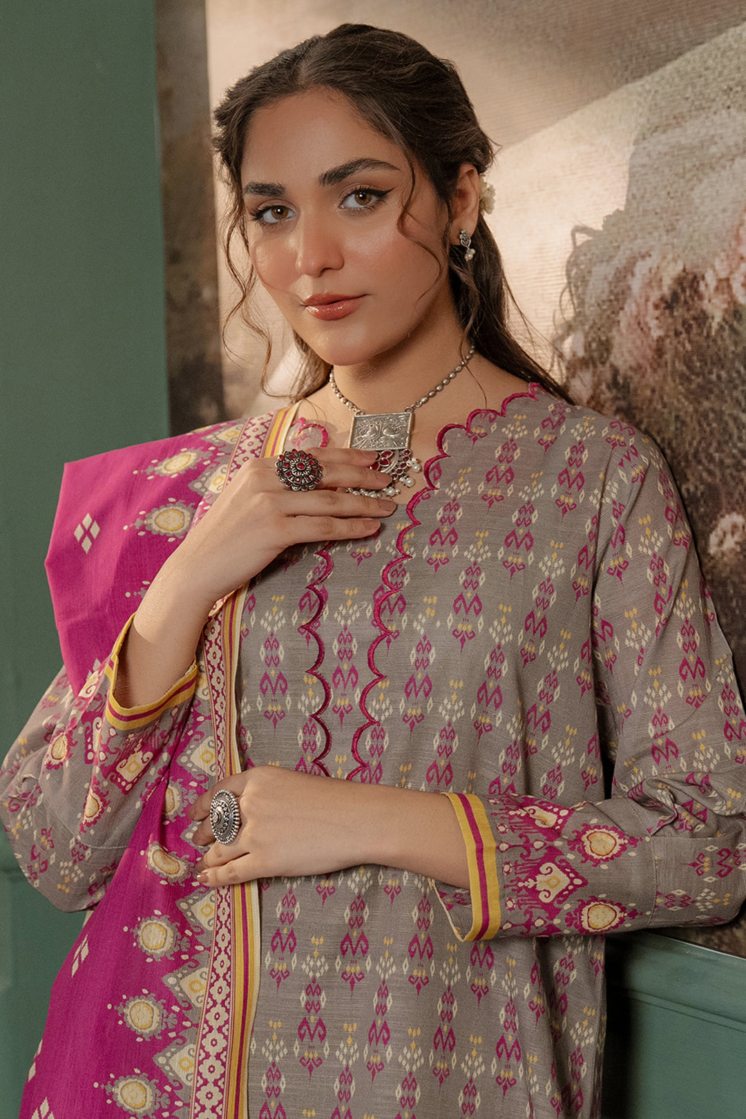 Zellbury | Unstitched 2 Piece Khaddar | Shirt Dupatta - 0332 - House Of Hania