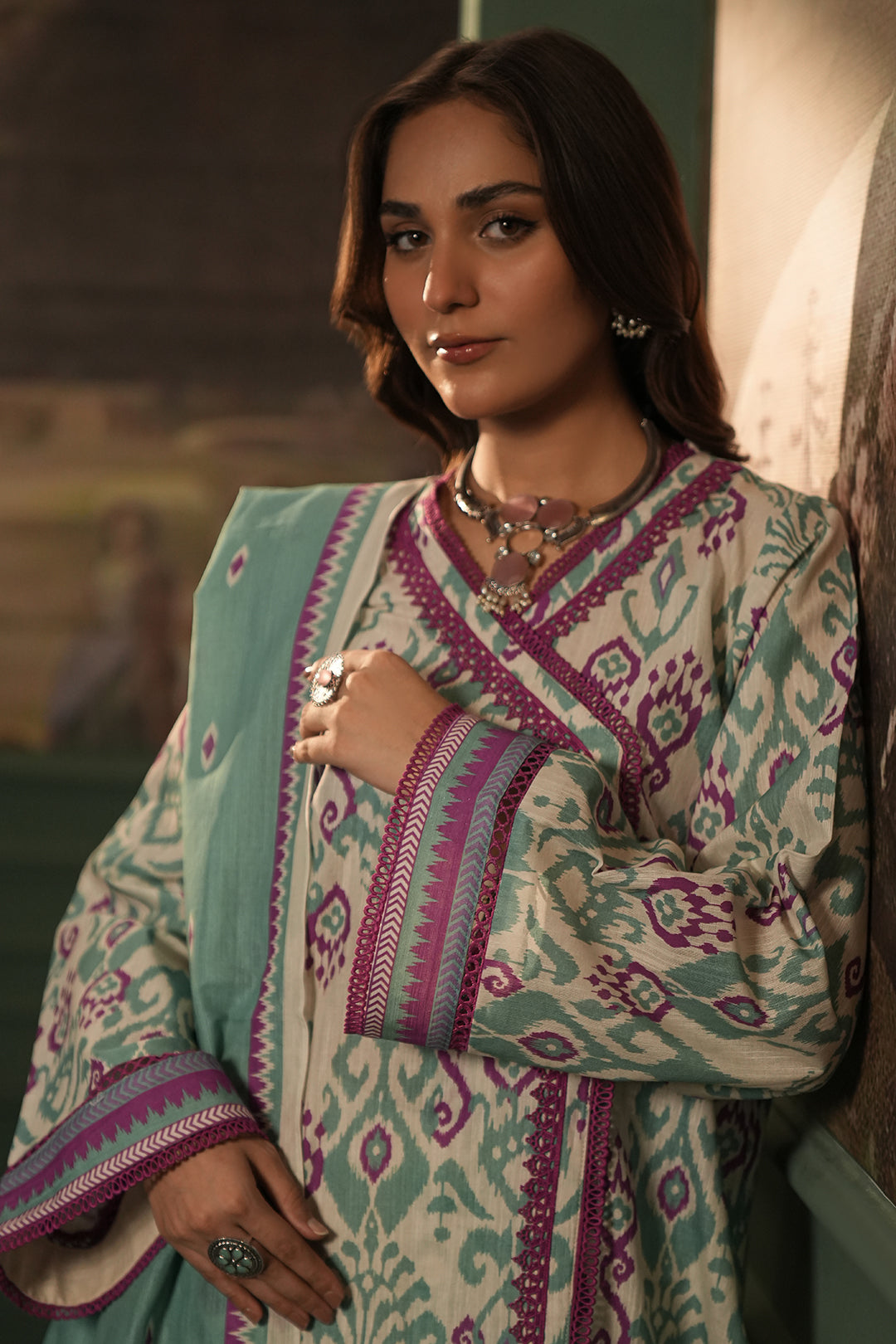 Zellbury | Unstitched 2 Piece Khaddar | Shirt Dupatta - 0333 - House Of Hania