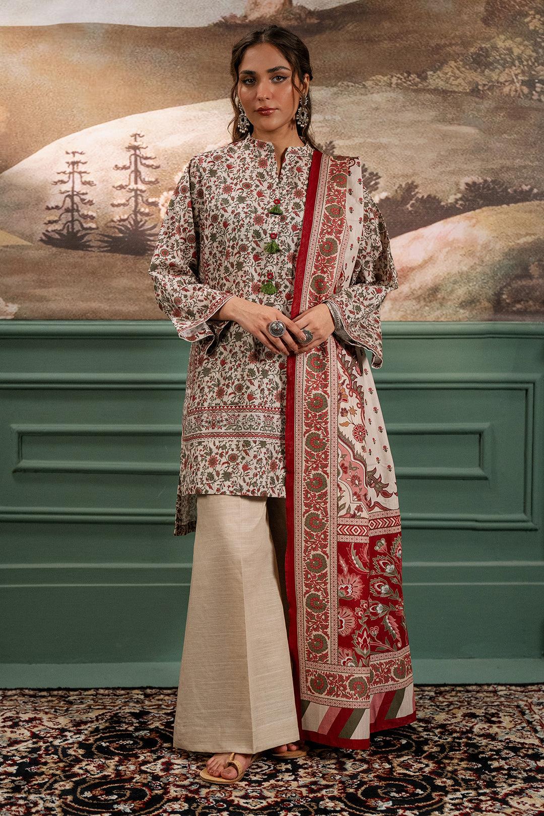 Zellbury | Unstitched 2 Piece Khaddar | Shirt Dupatta - 0334 - House Of Hania