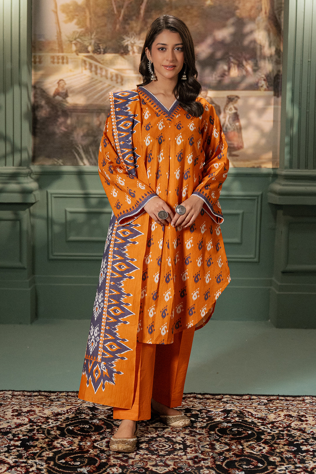Zellbury | Unstitched 2 Piece Khaddar | Shirt Dupatta - 0335 - House Of Hania