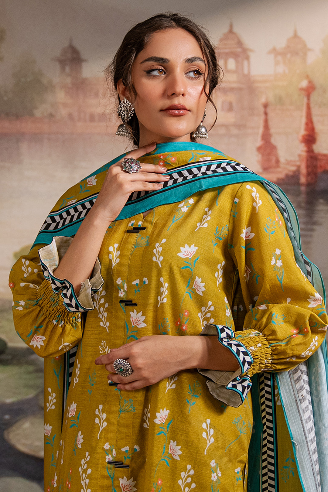 Zellbury | Unstitched 2 Piece Khaddar | Shirt Dupatta - 0423 - House Of Hania