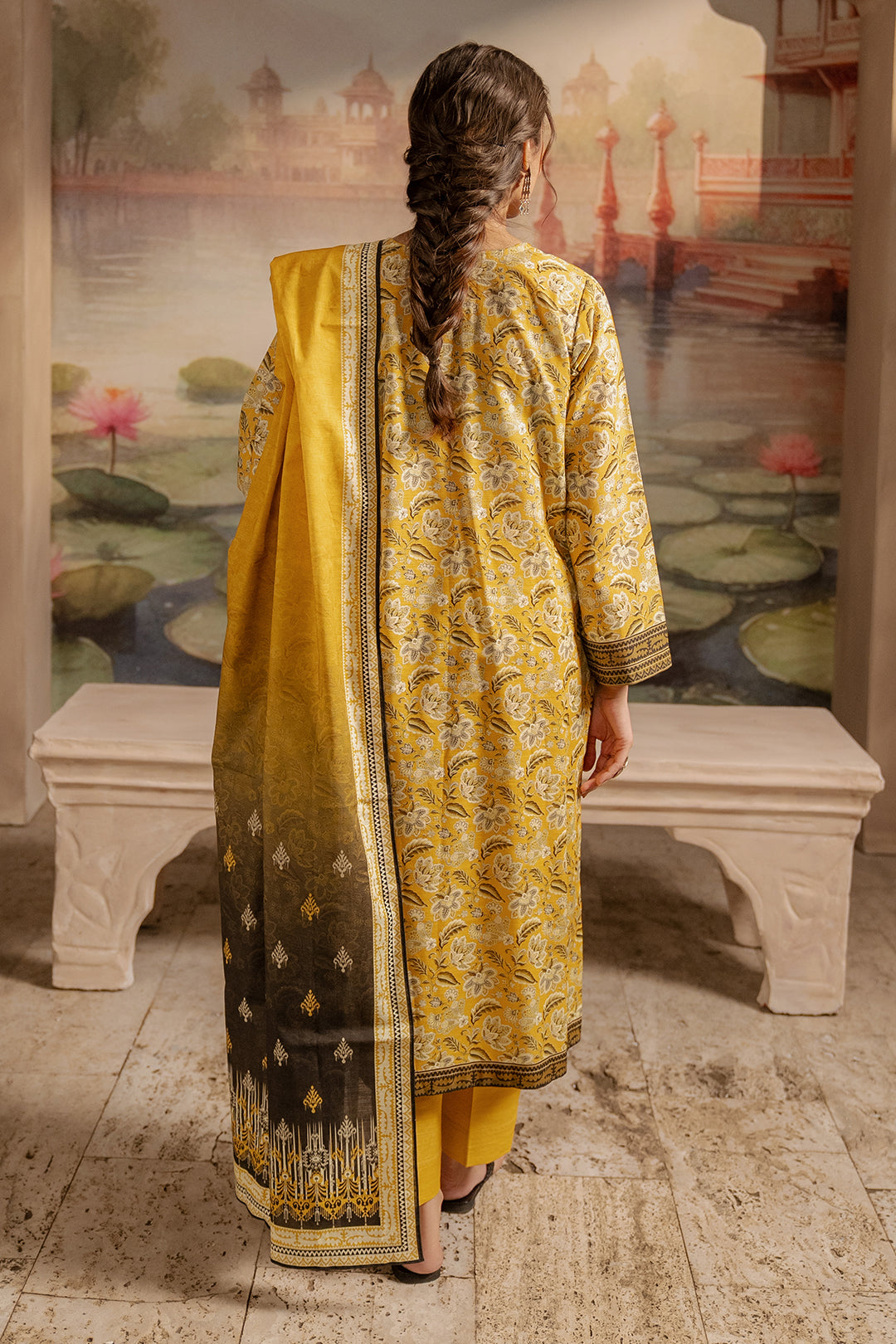 Zellbury | Unstitched 2 Piece Khaddar | Shirt Dupatta - 0424 - House Of Hania