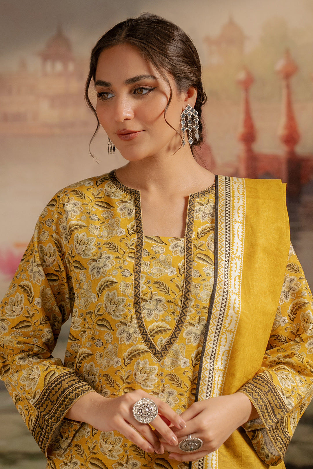 Zellbury | Unstitched 2 Piece Khaddar | Shirt Dupatta - 0424 - House Of Hania