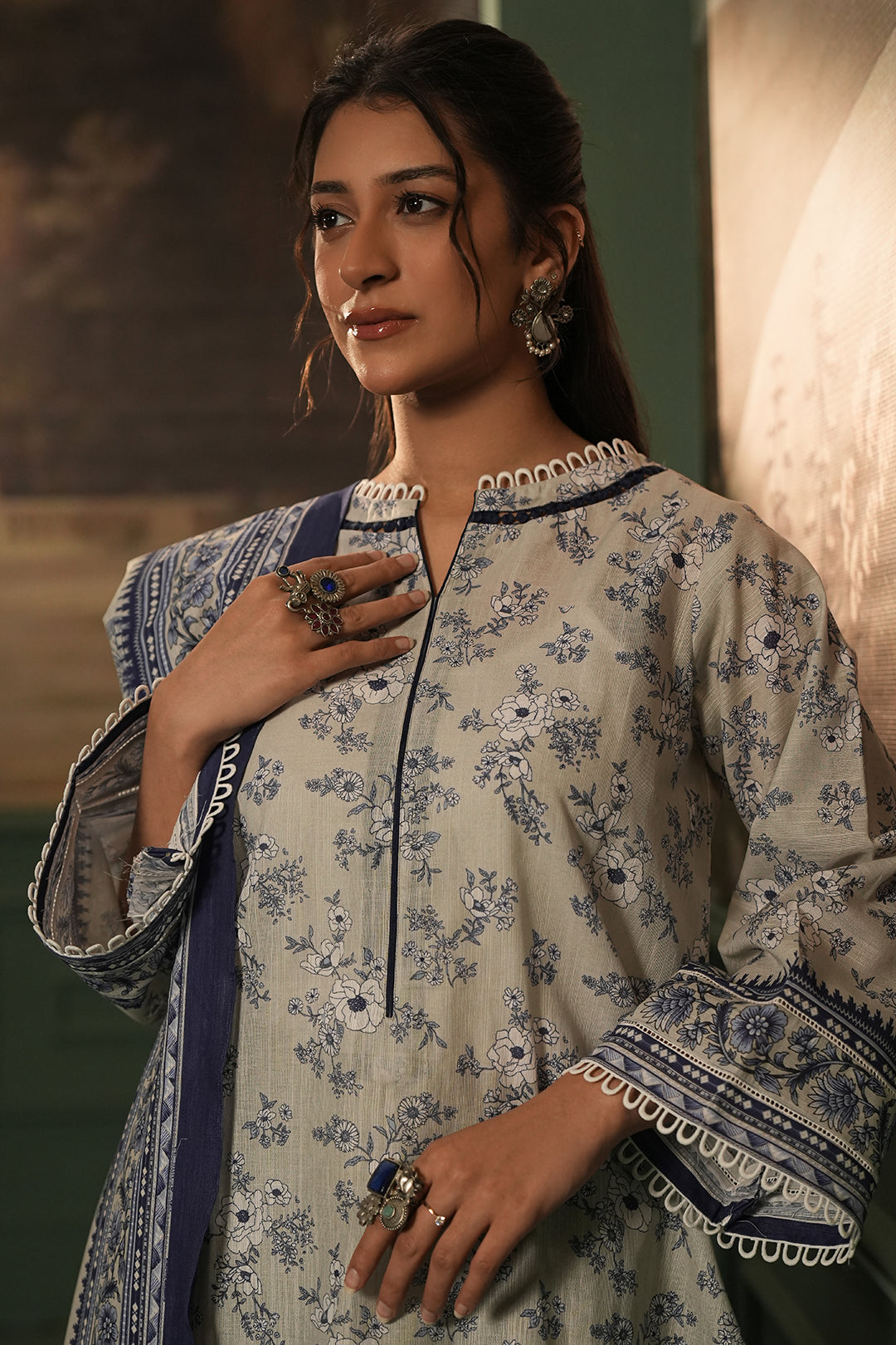 Zellbury | Unstitched 2 Piece Khaddar | Shirt Dupatta - 0426 - House Of Hania