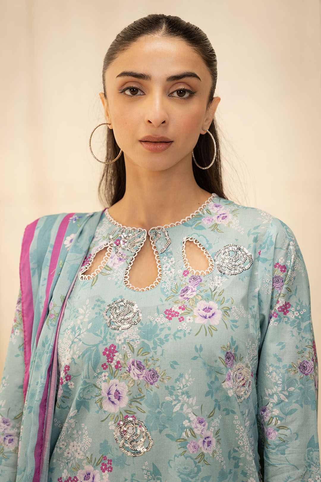 Zellbury | Unstitched 2 Piece Lawn | Embroidered Shirt Dupatta - 0021 - House Of Hania