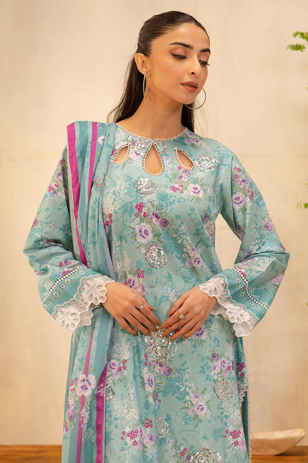 Zellbury | Unstitched 2 Piece Lawn | Embroidered Shirt Dupatta - 0021 - House Of Hania