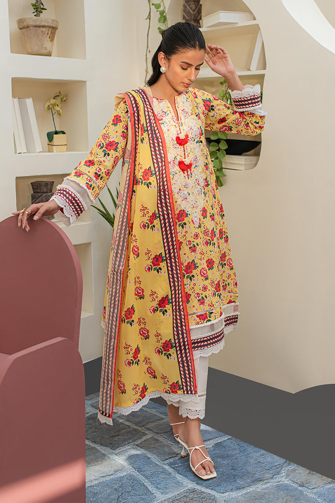 Zellbury | Unstitched 2 Piece Lawn | Embroidered Shirt Dupatta - 1168 - House Of Hania