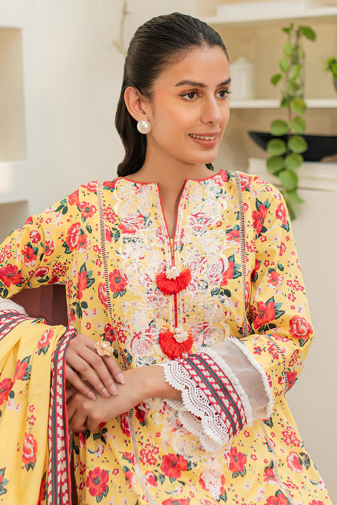 Zellbury | Unstitched 2 Piece Lawn | Embroidered Shirt Dupatta - 1168 - House Of Hania