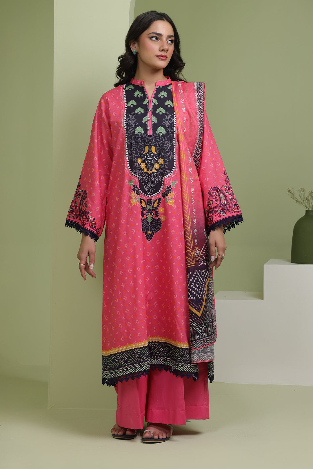 Zellbury | Unstitched 2 Piece Lawn | Embroidered Shirt Dupatta - 1171 - House Of Hania