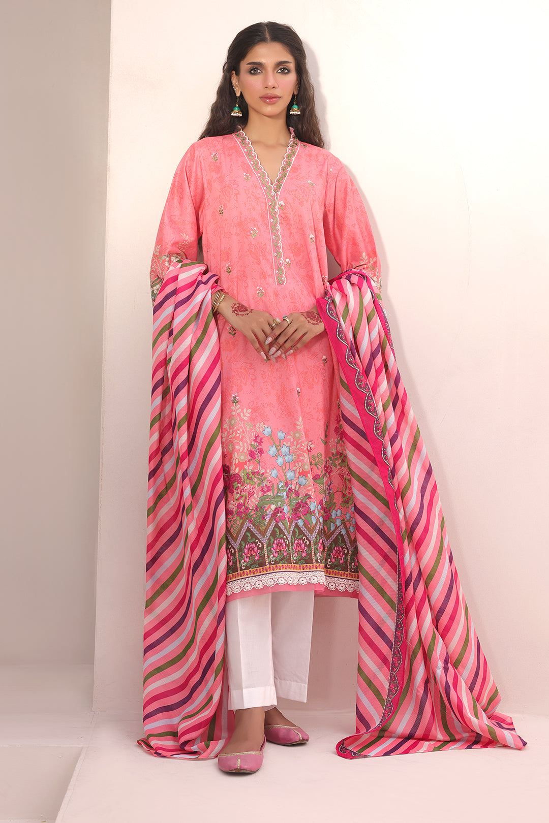 Zellbury | Unstitched 2 Piece Lawn | Embroidered Shirt Dupatta - 1658 - House Of Hania