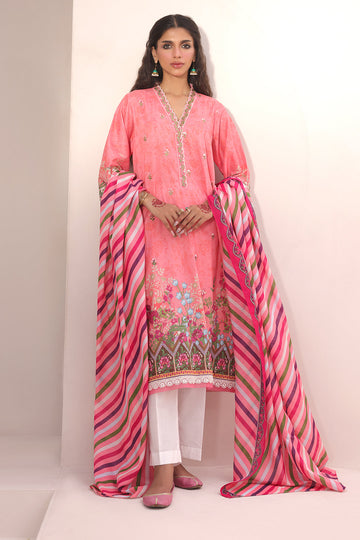 Zellbury | Unstitched 2 Piece Lawn | Embroidered Shirt Dupatta - 1658 - House Of Hania