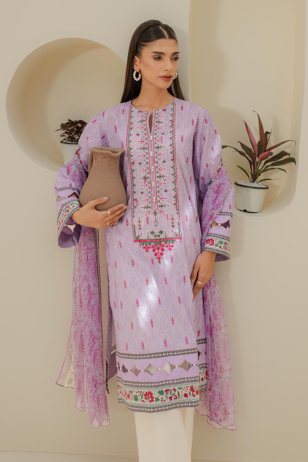 Zellbury | Unstitched 2 Piece Lawn | Embroidered Shirt Dupatta - 1659 - House Of Hania