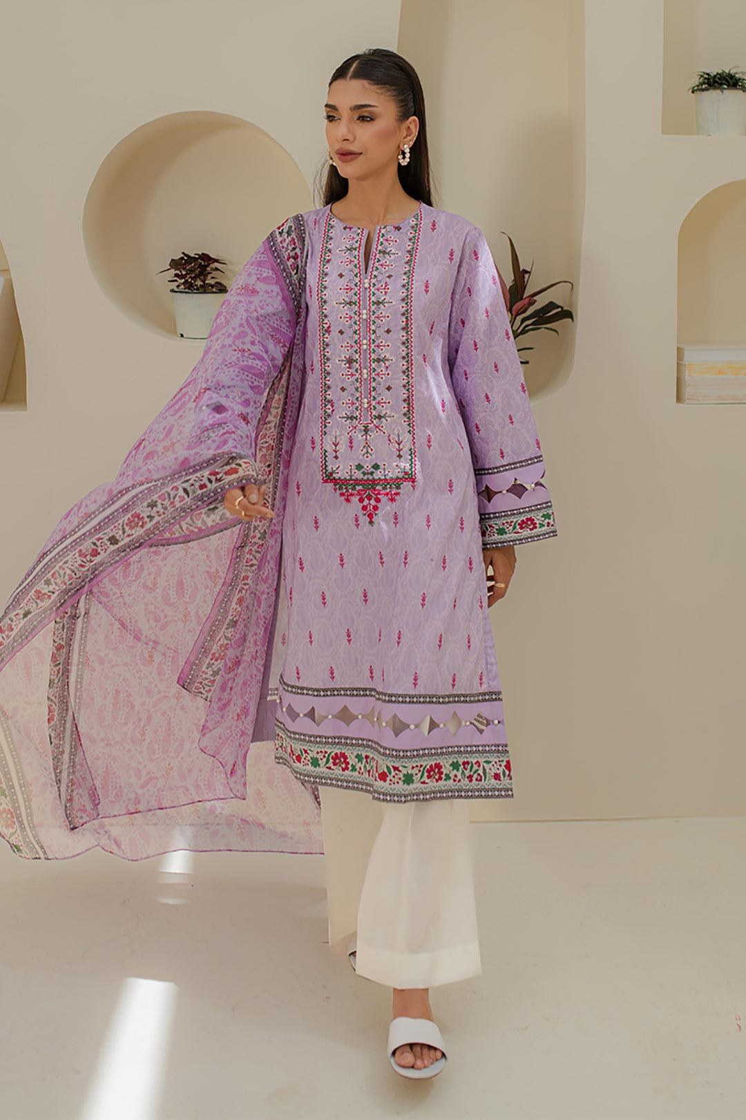 Zellbury | Unstitched 2 Piece Lawn | Embroidered Shirt Dupatta - 1659 - House Of Hania