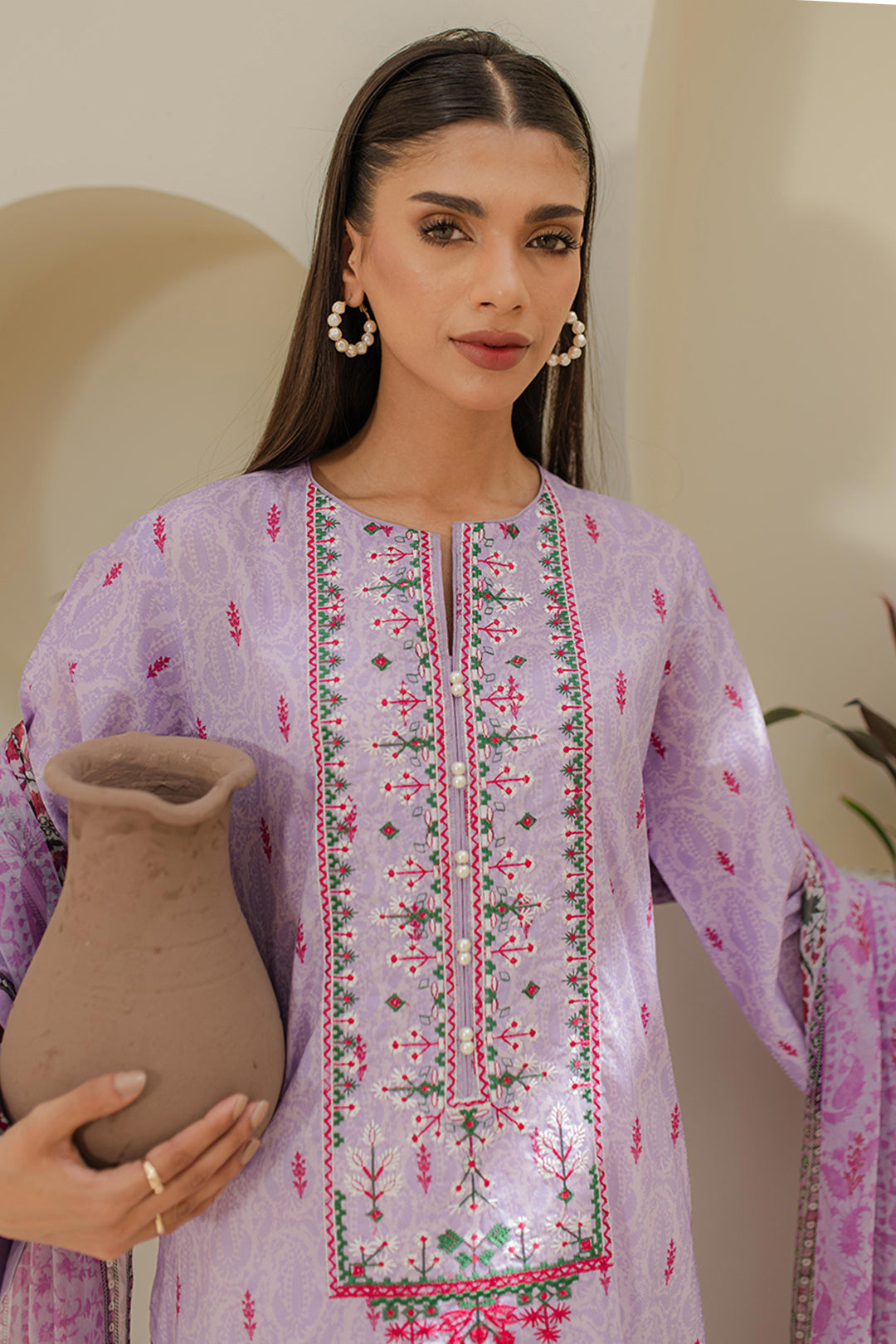 Zellbury | Unstitched 2 Piece Lawn | Embroidered Shirt Dupatta - 1659 - House Of Hania