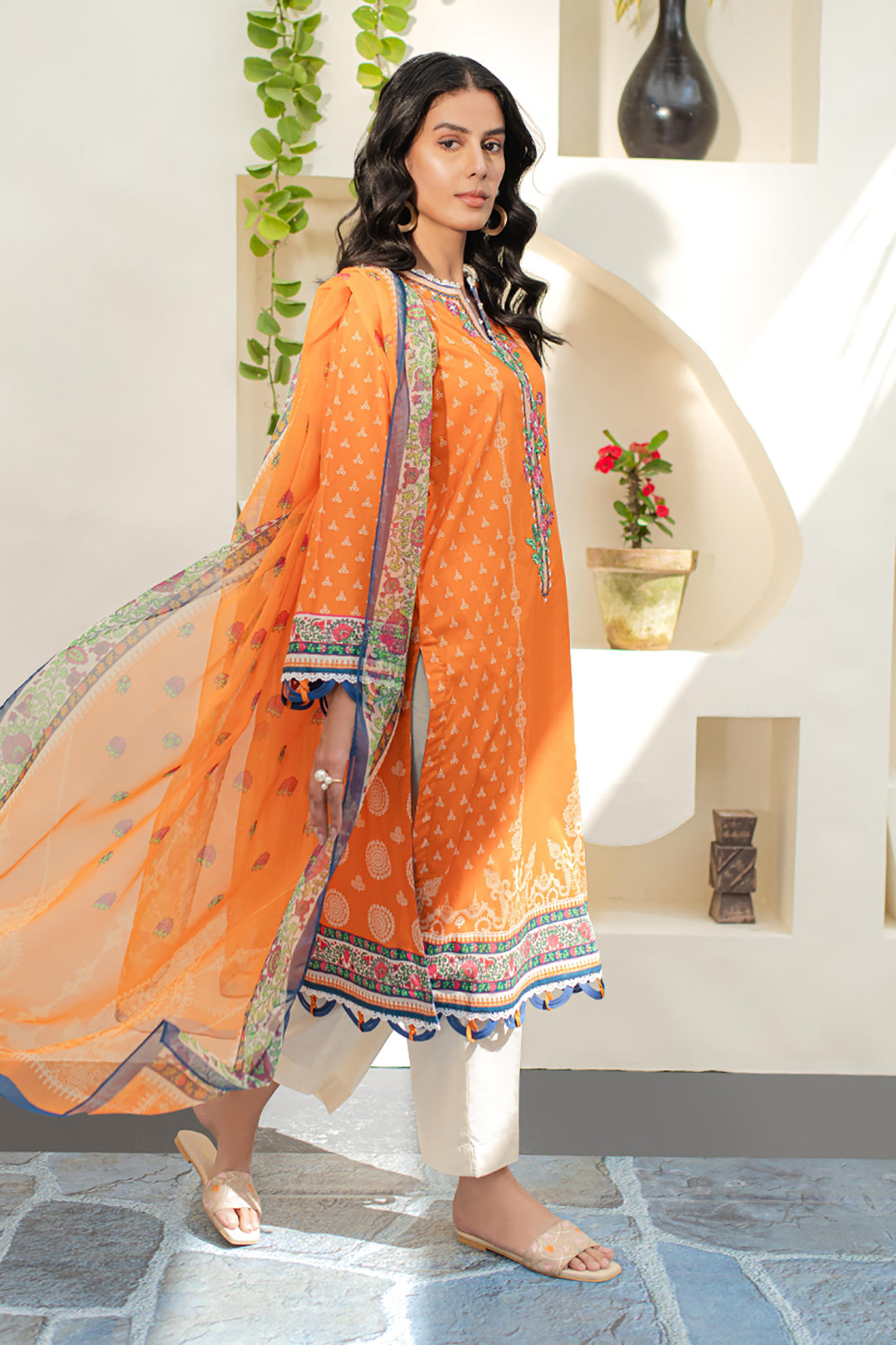 Zellbury | Unstitched 2 Piece Lawn | Embroidered Shirt Dupatta - 1661 - House Of Hania