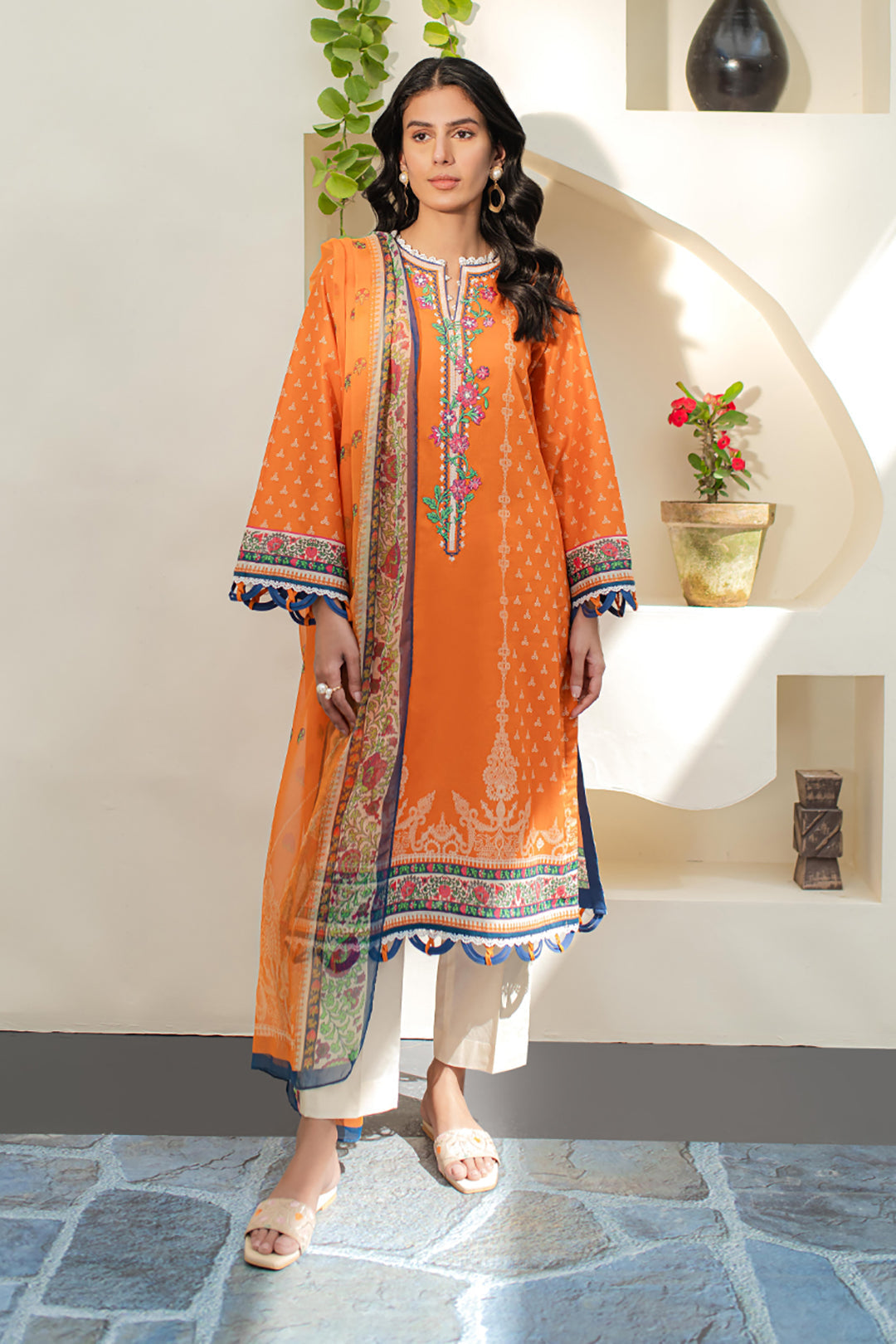 Zellbury | Unstitched 2 Piece Lawn | Embroidered Shirt Dupatta - 1661 - House Of Hania