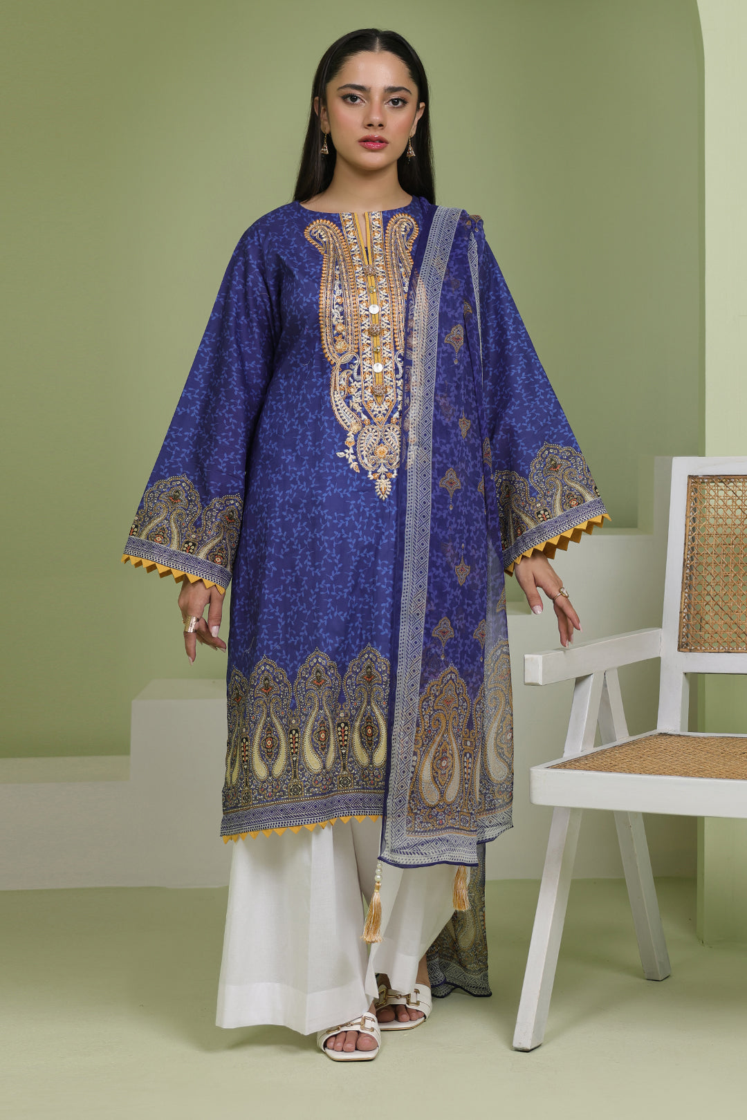 Zellbury | Unstitched 2 Piece Lawn | Embroidered Shirt Dupatta - 1688 - House Of Hania